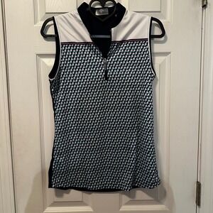 Callaway Womens Golf Polo Shirt Sleeveless Quarter Zip Abstract Print Size M